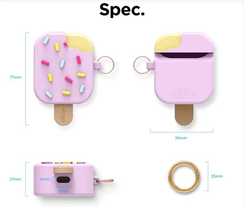 Vista 8 de Elago - Funda con llavero para audífonos AirPods 1 y 2 de Apple en forma de helado.