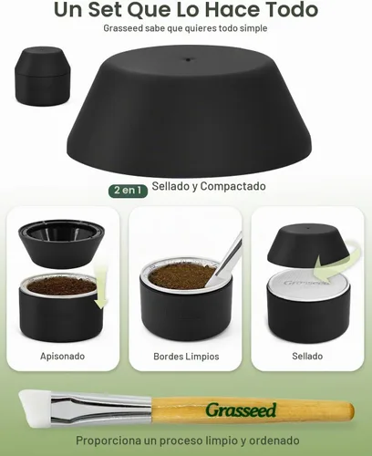 Vista 8 de Grasseed Kit de cápsulas reutilizables VertuoLine para cápsulas Nespresso con 100 tapas de sellos de papel de aluminio, cápsulas de café recargables