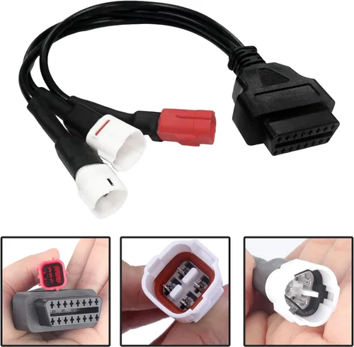 Vista 3 de Cable de diagnóstico adaptador OBD2 3 en 1, 16 pines a 6 pines 4 pines 3 pines conector de diagnóstico de selección múltiple, OBD2 a OBD1 6 Pin 4