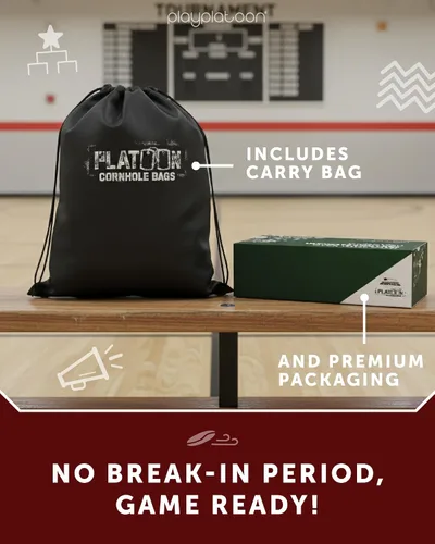 Vista 8 de Play Platoon Tournament Series Bolsas de Cornhole - Bolsas de Estilo Profesional de Doble Cara con Lado Resbaladizo y Pegajoso - Juego de 8