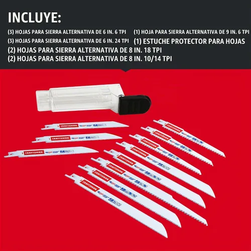 Vista 3 de CRAFTSMAN Kit de hoja de sierra recíproca de 11 piezas con estuche (2058838)