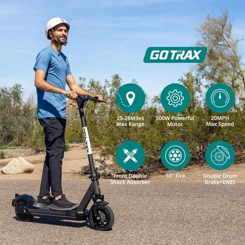 Vista 9 de Gotrax Electric Scooter for Adults, Max 25/28 Mile Range,10.4/12Ah Big Capacity Battery,10" Solid Tire, 500w Motor up to 20Mph Speed w/Electric Code