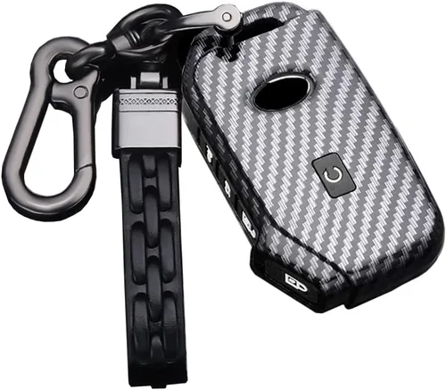 Vista 13 de SANRILY Funda de llave para Kia Telluride Remote Key Case Shell Holder con llavero, Negro