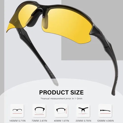 Vista 5 de Paquete de 3 lentes polarizados de visión nocturna para hombres, conducción, ciclismo, deporte, noche, antirreflejos, lentes amarillas, marco ligero