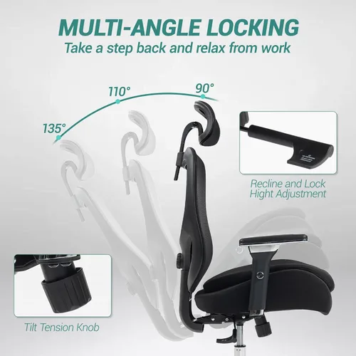 Vista 6 de Silla de Oficina Grande y Alta de 750 LBS, Silla Ejecutiva de Servicio Pesado con Brazos 4D, Silla Ergonómica de Escritorio para Computadora