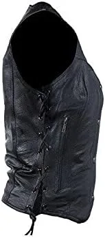 Vista 6 de Dream - Chaleco de cuero para mujer, 7 bolsillos, bolsillos laterales, bolsillo para pistola en el interior, regular, Regular