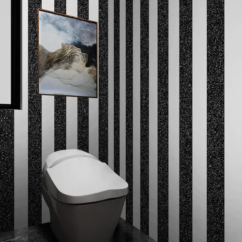 Vista 6 de Stickyart Papel tapiz negro con purpurina de 15.8 x 275.6 pulgadas, papel tapiz autoadhesivo de tela con purpurina extraíble, papel de contacto