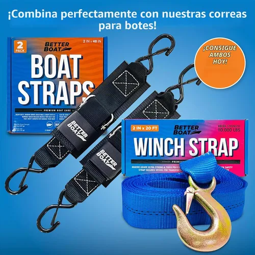 Vista 6 de Correa de cabrestante para remolque de barco con gancho, repuesto resistente para remolque de manivela manual, 2 pulgadas x 20 pies, capacidad