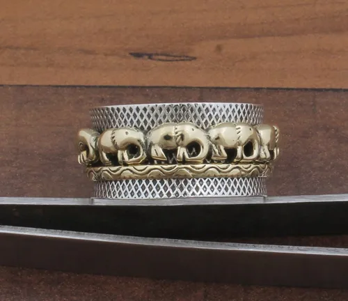 Vista 5 de Elephant Spinner Ring, 925 Silver Spinner Ring, Elephant Wide Ring, Handmade Ring Women, Elephant Fidget Spinner, Elephant Meditation, Thumb Spinner