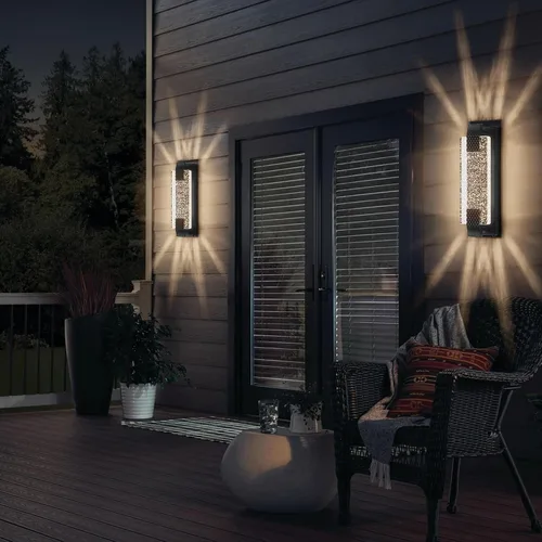 Vista 7 de camuucci Luz para exteriores del anochecer al amanecer, luces LED de porche de 15.7 pulgadas para exteriores, impermeable, moderno, soporte de pared