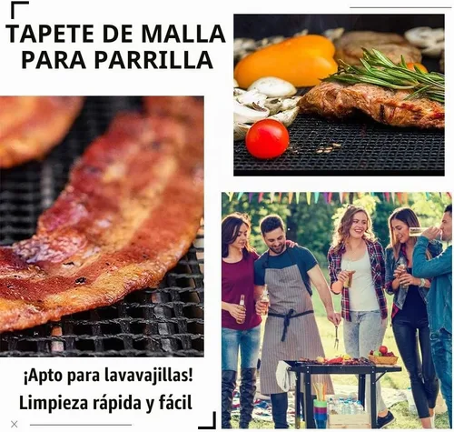 Vista 7 de LOOCH Juego de 5 alfombrillas de malla para barbacoa, antiadherentes
