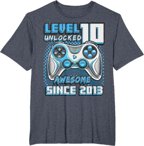 Vista 66 de Level 10 Unlocked Awesome 2013 Video Game 10th Birthday Boy T-Shirt, Negro