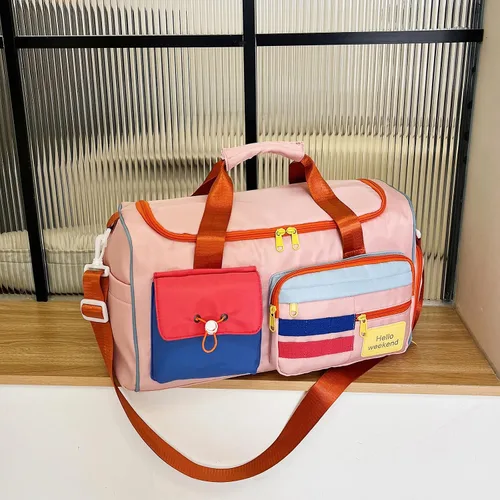 Vista 428 de Pequeña bolsa de gimnasio para mujer, bolsa de viaje con compartimento para zapatos