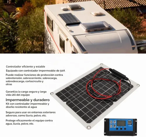 Vista 5 de Kit de panel solar de 300 W DC 12 V 24 V 50 A cargador solar de alta eficiencia IP67 impermeable con controlador para autocaravana RV