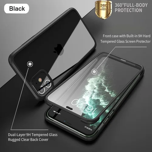 Vista 7 de Funda para iPhone 11 con protector de pantalla [vidrio templado 9H integrado], protección de cuerpo completo 360 de doble capa protectora