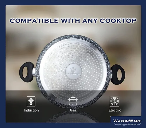 Vista 5 de WaxonWare - Caserola horno holandés de 5.25 cuartos de galón de cerámica antiadherente, olla para sopa indeformable, no tóxica, sin