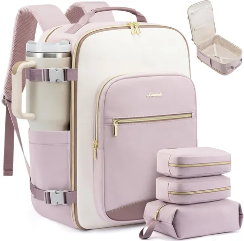 Vista 18 de LOVEVOOK Mochila de viaje grande para mujeres y hombres, mochila de transporte de 40 litros para aviones, bolsa de viaje para artículos personales