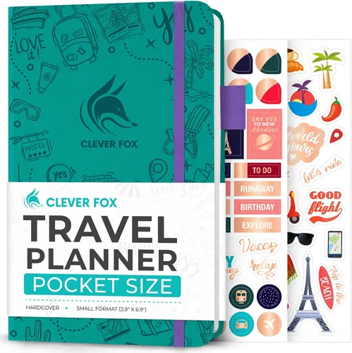 Vista 7 de Clever Fox Bolsillo para diario de viaje, organizador de itinerarios de vacaciones y viajes por carretera, diario de memoria de viaje, cuaderno
