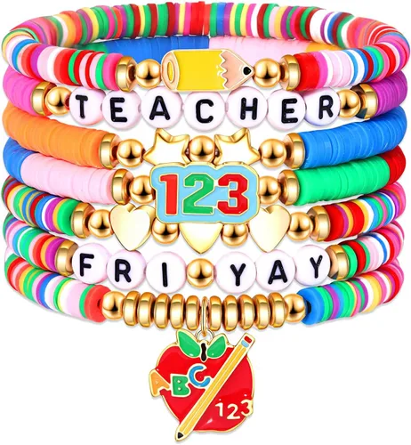 Vista 155 de Surfer Heishi - Pulseras apilables para mujer, apilables, de vinilo arcoíris, disco de arcilla, pulseras elásticas para la amistad, joyería bohemia