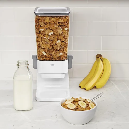 Vista 3 de OXO Good Grips Dispensador de cereales para encimera, transparente/blanco (paquete de 2)