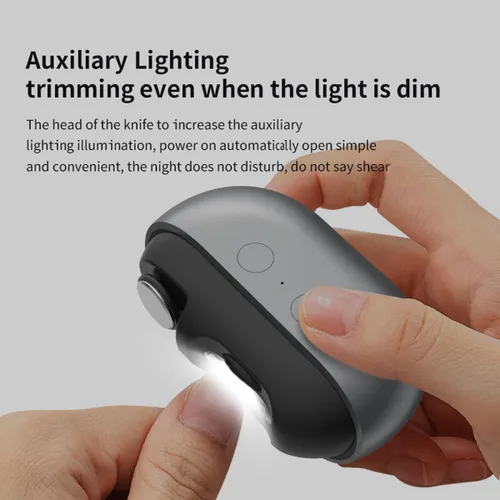 Vista 2 de Cortaúñas eléctrico para personas mayores, 3 en 1, cortaúñas automático para uñas gruesas de los pies, con luz LED, recargable por USB, engranajes