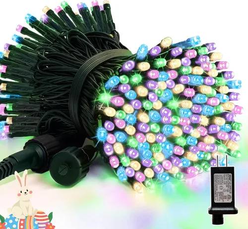 Vista 24 de LAMPHOME 500 Luces LED de Navidad para Exteriores con Destellos en Cadena Extensibles, Decoración Navideña, Luces Enchufables con 8 Funciones