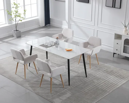 Vista 9 de KCC Sillas Pequeñas y Modernas con Brazos para Comedor 1 Pieza, Asiento Lateral Tapizado en Terciopelo de Mediados de Siglo Club para Invitados