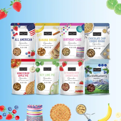 Vista 6 de Safe + Fair All American Granola – Snack sin gluten y vegano – Avena integral con fresas reales, arándanos y arándanos rojos – Sin OMG, kosher, sin
