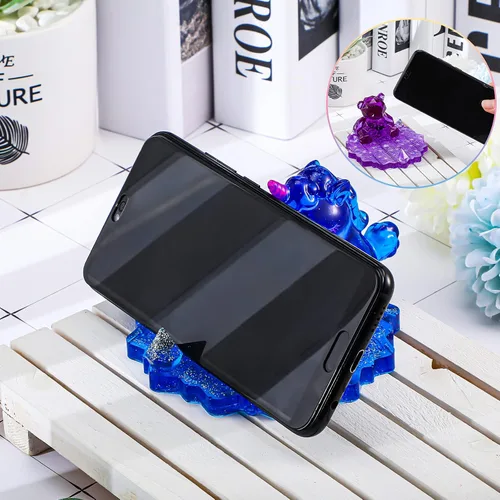 Vista 3 de Unicorn & Bear - Soporte para teléfono celular de resina de silicona para varios teléfonos móviles