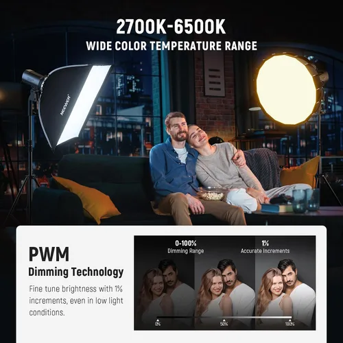Vista 5 de NEEWER MS150B 130W Luz de vídeo LED bicolor, iluminación de fotografía portátil mini COB con control de aplicación, modo 2.4G, montaje Bowens