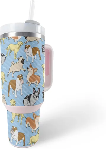 Vista 27 de MightySkins Skin - Vaso de vinilo compatible con Stanley The Quencher H2.0 FlowState de 40 onzas – Puppy Fall Funda protectora de vinilo duradera