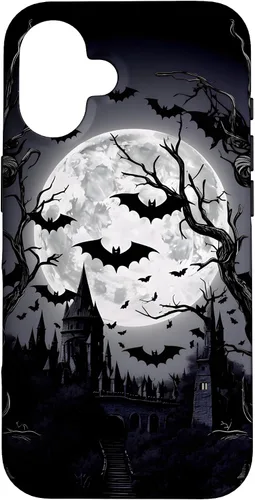 Vista 32 de Goth & Gothic, Bats & Moon, Horror Themed Castle, Dark Emo Case for iPhone 17