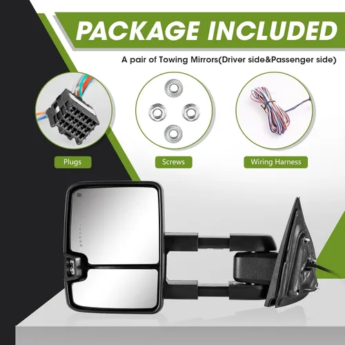 Vista 9 de Espejos de remolque para Chevy Silverado/GMC Sierra 1500 (2014 2015 2016 2017 2018), 2500HD 3500HD (2015 2016 2017 2018 2019) Señal de giro/Luces