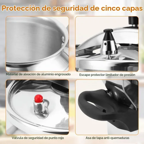 Vista 4 de Aleación de aluminio de la olla a presión de 5L, cocina a prueba de explosiones de la olla a presión universalmente conveniente para las estufas