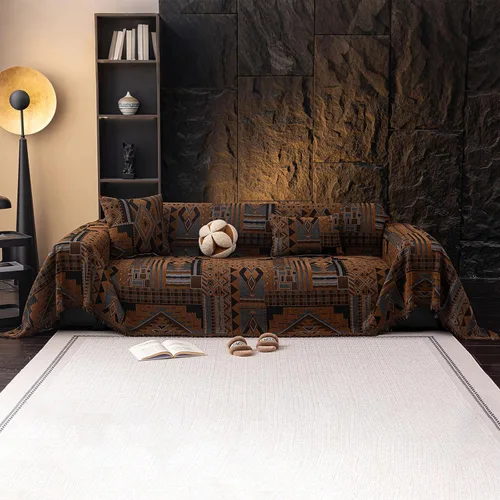 Vista 19 de Funda de sofá de felpilla bohemia con borlas, funda antideslizante suave para sofá de 1 a 2 plazas, protector de muebles lavable para perros