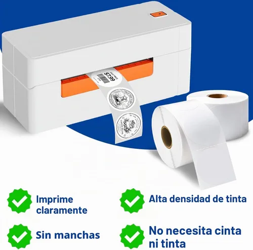 Vista 4 de ESSENTIAL - Etiquetas adhesivas térmicas directas circulares de 2 pulgadas, autoadhesivas, redondas Etiqueta de envío blanca, compatible