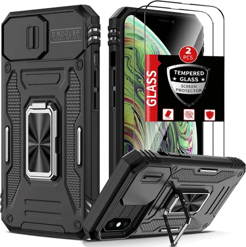 Vista 8 de Funda para iPhone 12 Pro Max con 2 protectores de pantalla, cubierta deslizante integrada para cámara para 12Pro Max, funda para teléfono