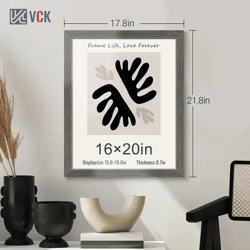 Vista 208 de VCK Marcos para póster de madera maciza de 22.375 x 34 pulgadas, marco de fotos A1 negro con montaje en pared, paquete de 3