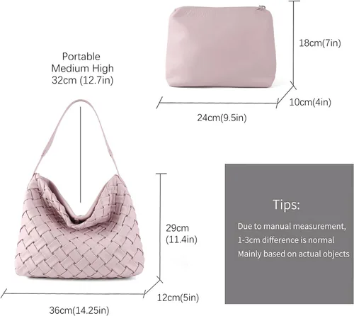 Vista 3 de Bolso tejido para mujer, bolso de mano de cuero vegano, bolso de mano retro, hecho a mano, grandes bolsas de hombro de playa de verano