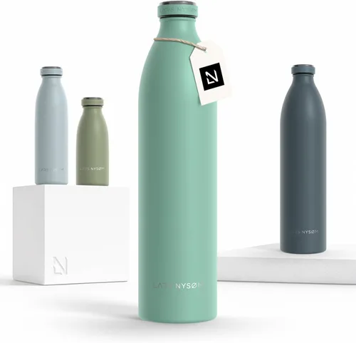 Vista 53 de LARS NYSØM Botella de agua aislada de acero inoxidable de 12 onzas, 17 onzas, 25 onzas, 34 onzas, 51 onzas, frasco térmico aislado para bebidas