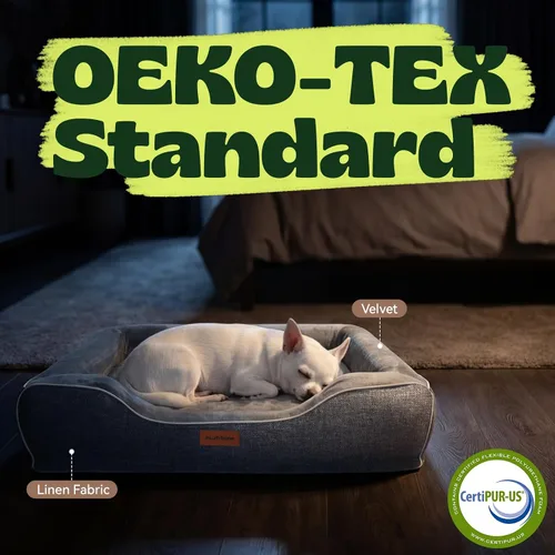 Vista 6 de Cama ortopédica para perros pequeños, sofá de espuma viscoelástica de gel refrescante para mascotas con funda extraíble lavable, cojín de espuma