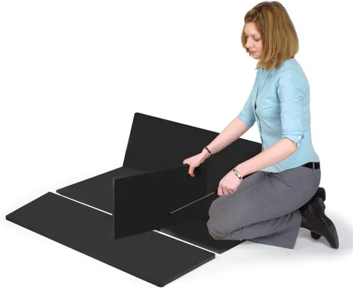 Vista 3 de Soporte de atril con diseño portátil derribado, podio de pie de 45 pulgadas con estante - negro
