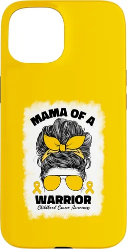 Vista 6 de Mama of A Warrior Messy Bun Mom Childhood Cancer Awareness Case for iPhone 17