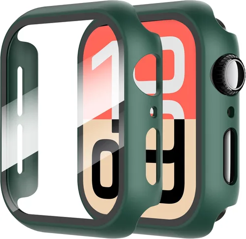 Vista 48 de Diruite Juego de 2 fundas para Apple Watch Series 3/2/1 de 38mm, protector de pantalla de vidrio templado ultradelgado de todo alrededor para iWatch