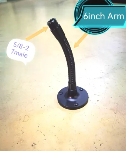 Vista 3 de Soporte para micrófono con brazo de cuello de cisne de micrófono de 6 pulgadas, soporte para micrófono de podio, escritorio con brazo flexible