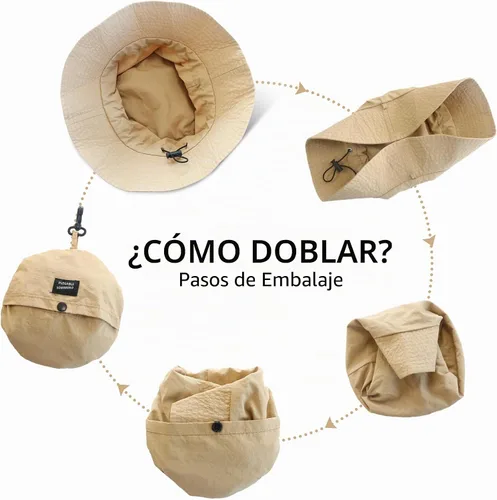 Vista 8 de NPQQUAN Sun Bucket Hats for Woman Men Lightweight Sun Hat Packable Foldable Beige