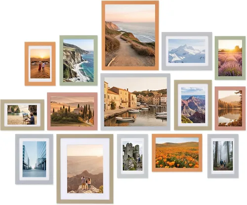 Vista 11 de Fixwal Juego de marcos de fotos, paquete de 15 marcos de fotos negros collage decoración de pared para fotos variadas, tres de 8x10, seis de 5x7