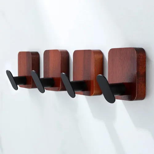 Vista 30 de DELITON Ganchos adhesivos – Paquete de 4 ganchos de pared para toallas/abrigos, para baño o cocina (negro mate, acero inoxidable)