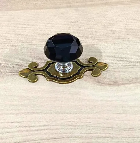 Vista 5 de HUAMULAN Paquete de 10 pomos de cristal para cajones con placa, pomos de puerta de armario con tornillos para cocina, baño, oficina, decoración