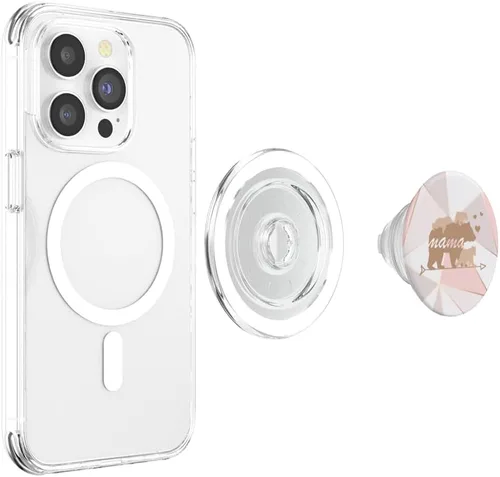Vista 4 de Mama Bear 3 Cubs Riding Back Lindo accesorio celular para mujer, regalos PopSockets MagSafe PopGrip para iPhone